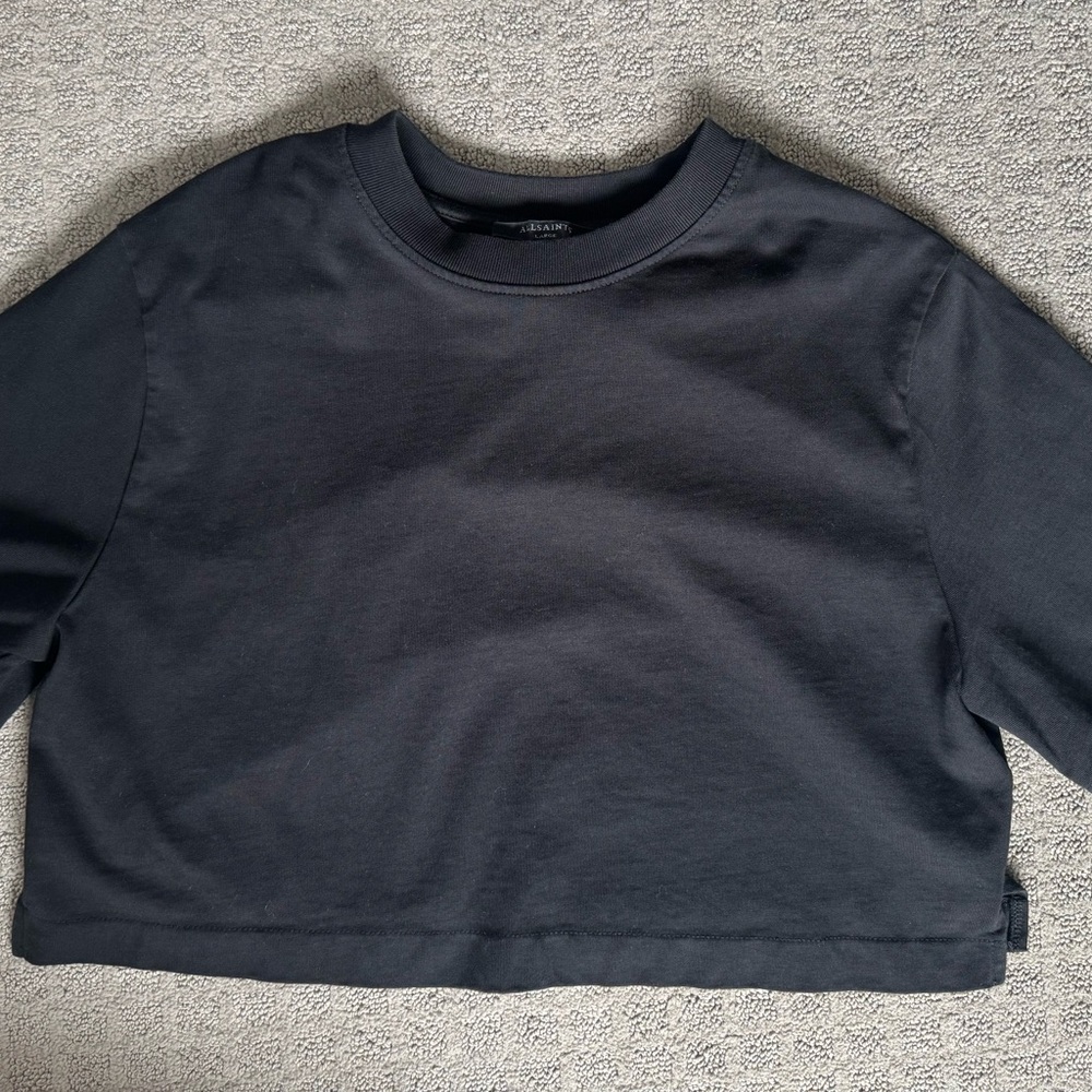 All saints black crop tshirt size large